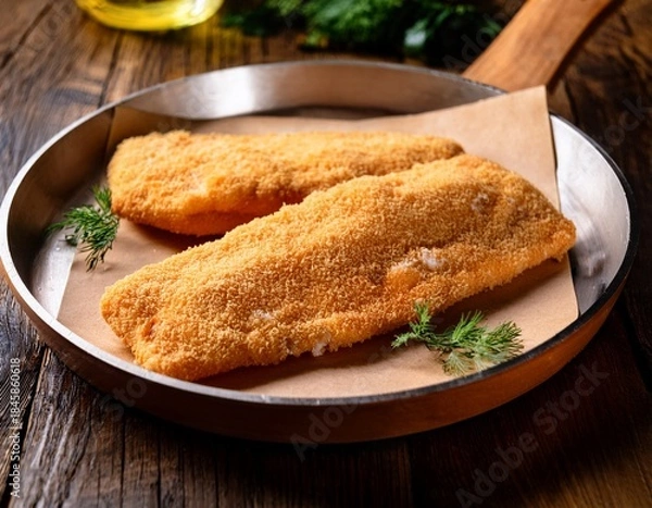 Obraz breaded fish fillet ready for cooking