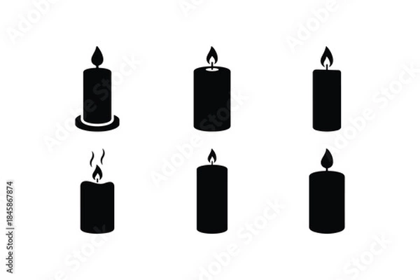 Fototapeta candle silhouette vector set