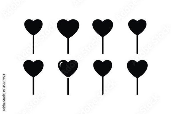 Fototapeta candy heart lollipop silhouette vector set