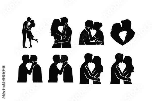 Fototapeta couple shadow art silhouette vector set
