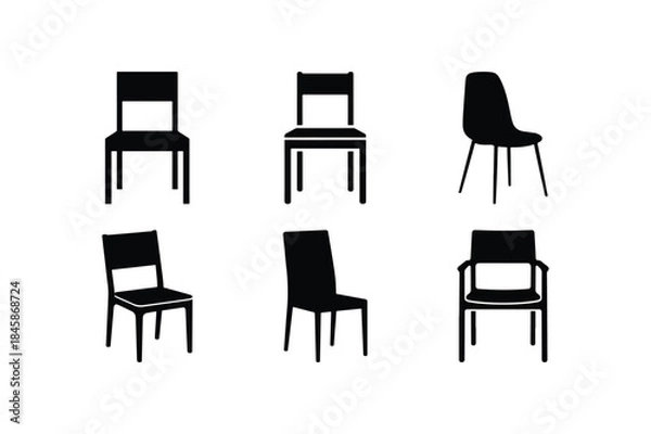 Fototapeta dining chair silhouette vector set