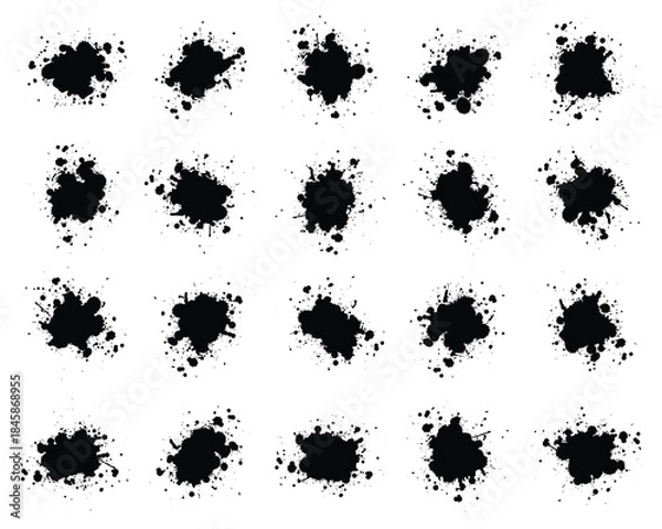 Fototapeta Ink Stroke Brushes, hand drawn black sticker, abstract freehand stroke