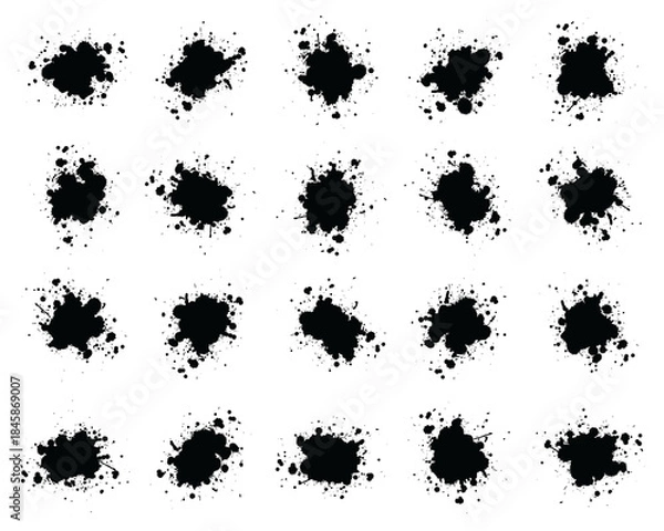 Fototapeta Ink Stroke Brushes, hand drawn black sticker, abstract freehand stroke