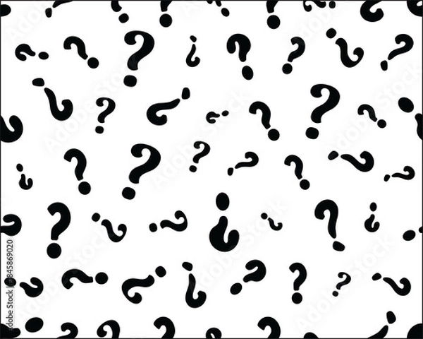 Fototapeta Black question mark on a white background, seamless pattern
