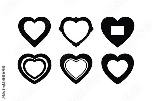Fototapeta heart shaped photo frame silhouette vector set