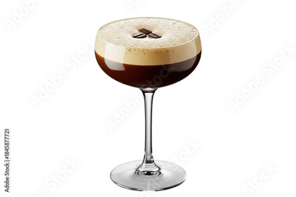 Obraz Classic Espresso Martini cocktail in a coupe glass with coffee bean garnish
