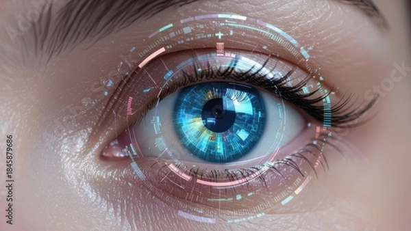Obraz Cybernetic Eye with Futuristic Interface