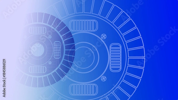 Obraz Blue Gradient Technical Drawing Background