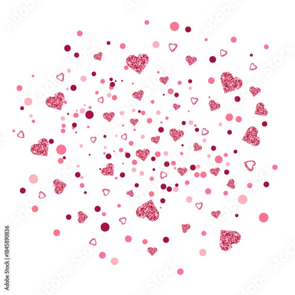 Obraz Pink Glitter Heart Confetti isolated on transparent background for Valentine's Day
