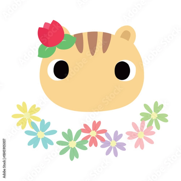 Obraz 可愛いリスのマーク　春のチューリップ