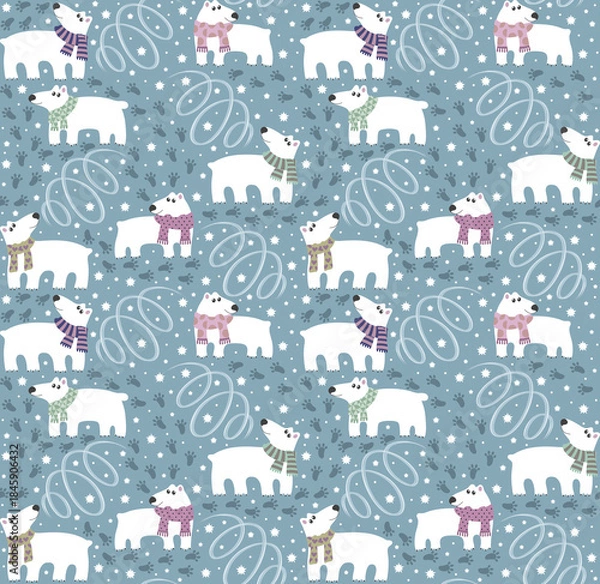 Obraz Polar Bear Kids Winter Seamless Pattern