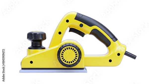 Fototapeta Yellow Electric Planer Tool Isolated on White Background