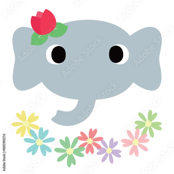 Obraz 可愛いゾウのマーク　春のチューリップ