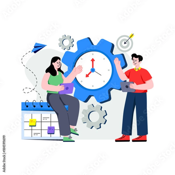 Fototapeta Time reminder, effective time management, time development, time organization, time optimization,