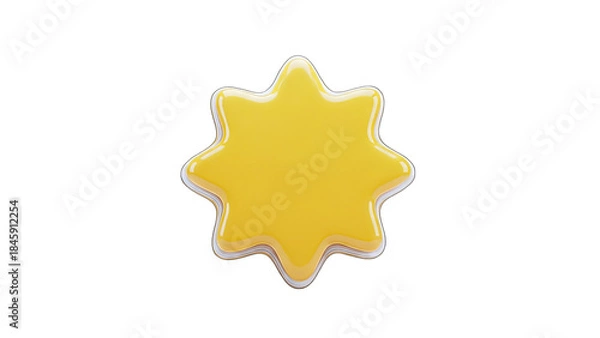 Fototapeta Yellow Star-Shaped Object Isolated on White Background