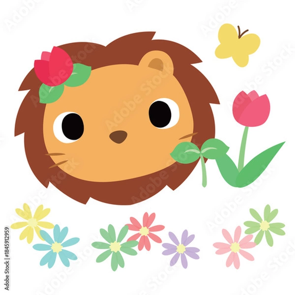 Obraz 可愛いライオンのマーク　春のチューリップ