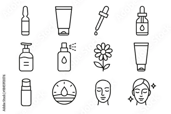 Obraz Complex skin vial essentials bottle vector icon cleanser minimal calming cream face