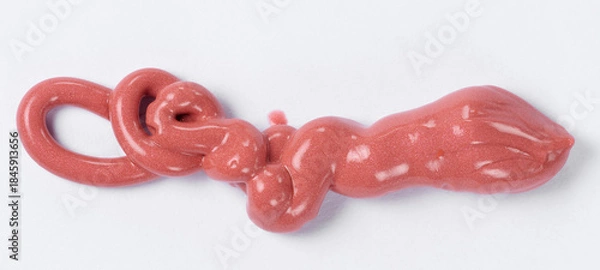 Obraz Squeezed red liquid lipstick with glitter on white background, top view