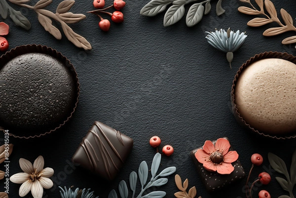 Obraz チョコレートと装飾の背景