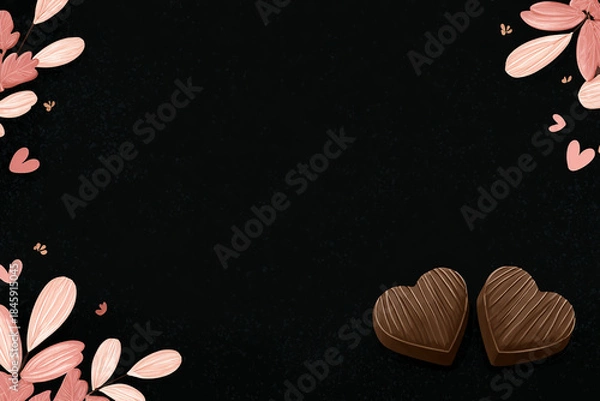 Obraz ハート型チョコと花飾り