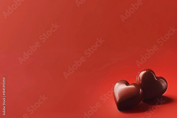 Obraz 赤い背景のハート型チョコ