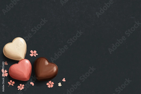 Obraz ハート型チョコと桜