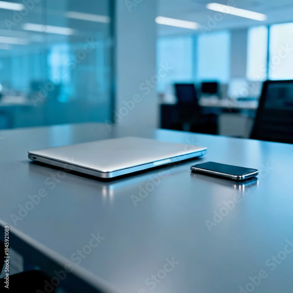 Obraz Premium laptop on minimal modern workspace desk