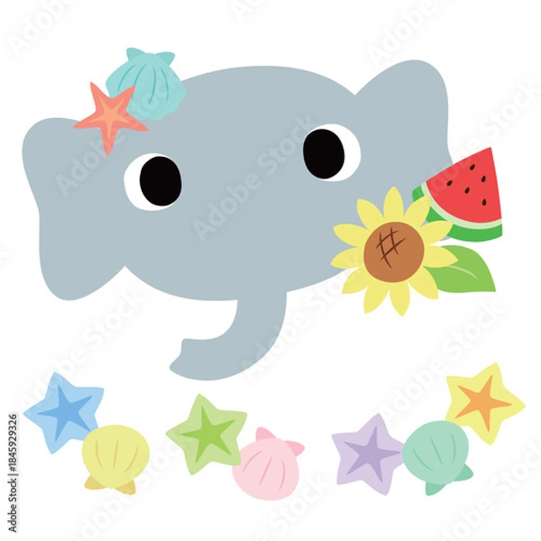 Obraz 可愛いゾウのマーク　夏の貝殻