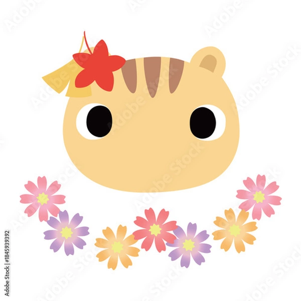 Obraz 可愛いリスのマーク　秋の紅葉