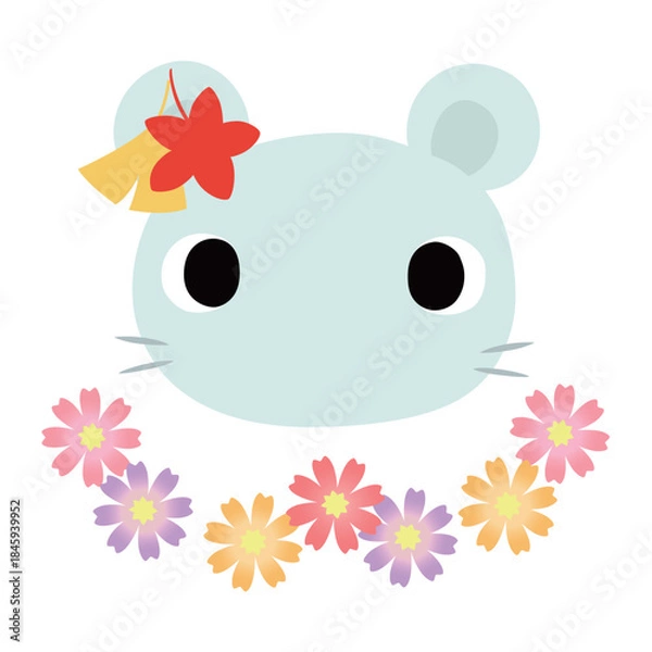 Obraz 可愛いネズミのマーク　秋の紅葉