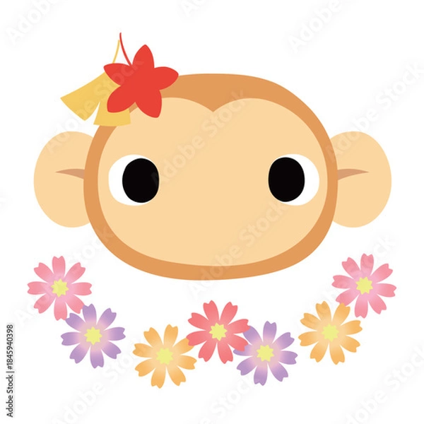 Obraz 可愛いサルのマーク　秋の紅葉