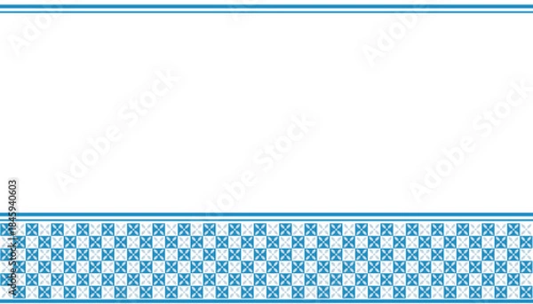 Obraz Blue Geometric Border Pattern on White Background