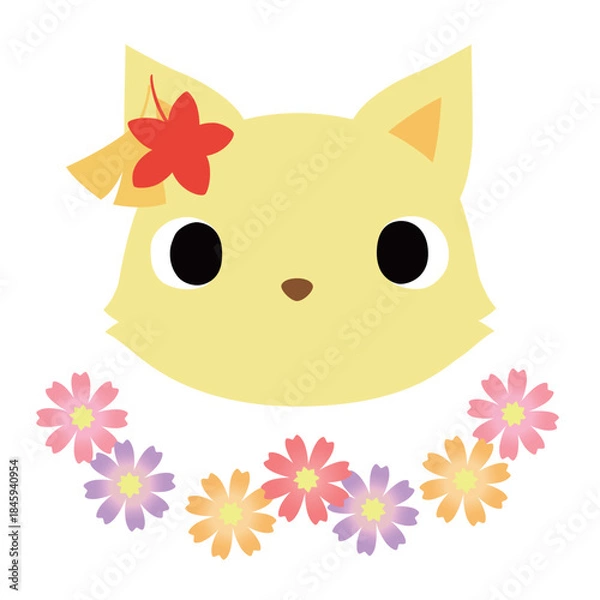 Obraz 可愛いキツネのマーク　秋の紅葉