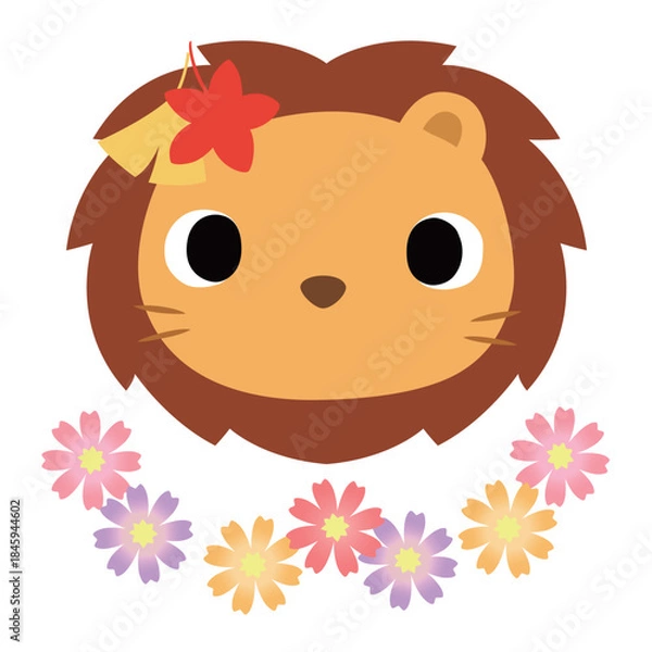 Obraz 可愛いライオンのマーク　秋の紅葉