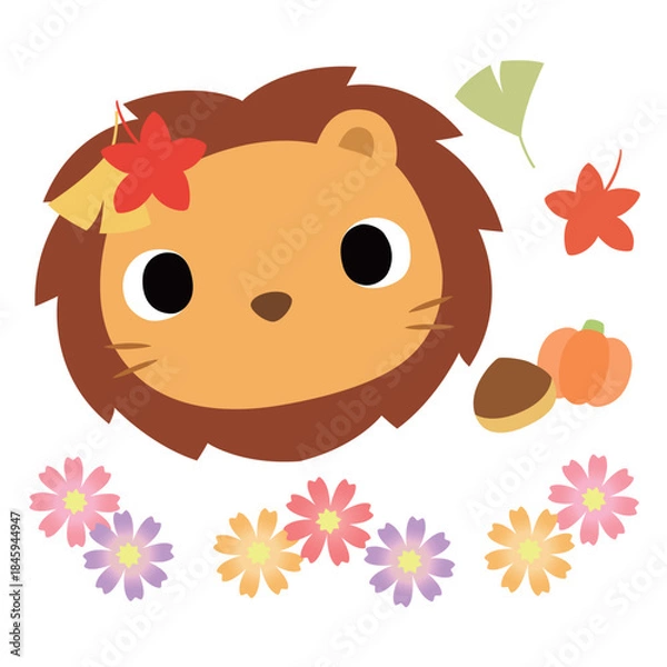 Obraz 可愛いライオンのマーク　秋の紅葉