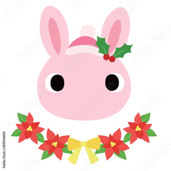 Obraz 可愛いウサギのマーク　冬のクリスマス