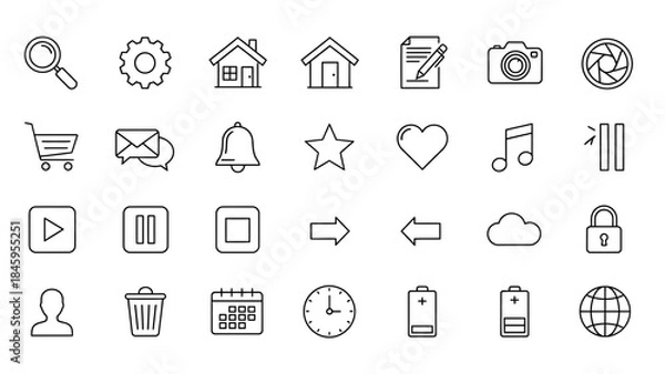 Fototapeta Outline Web and UI Icons Set for Digital Design.