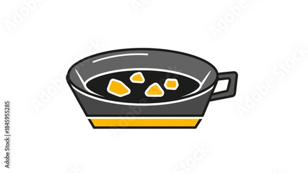Fototapeta Simple Graphic Illustration of a Bowl with Yellow Food Pieces.
