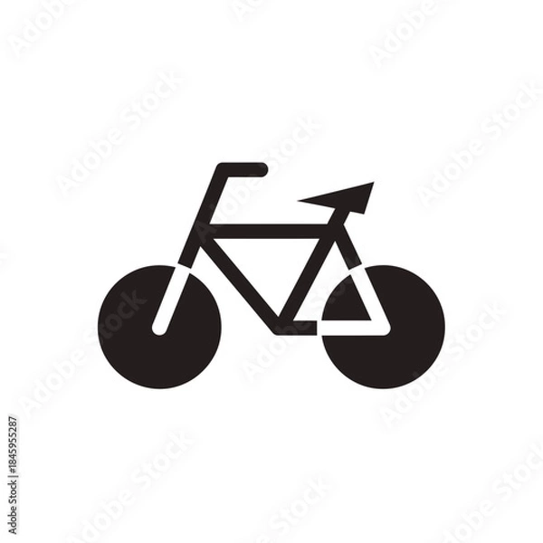 Fototapeta Simple black bicycle icon on white background representing cycling.