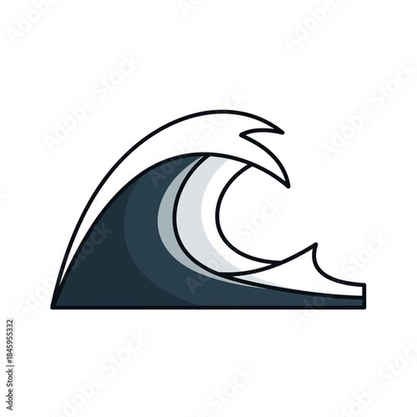Fototapeta Stylized Ocean Wave Graphic Design Element for Water Themes.