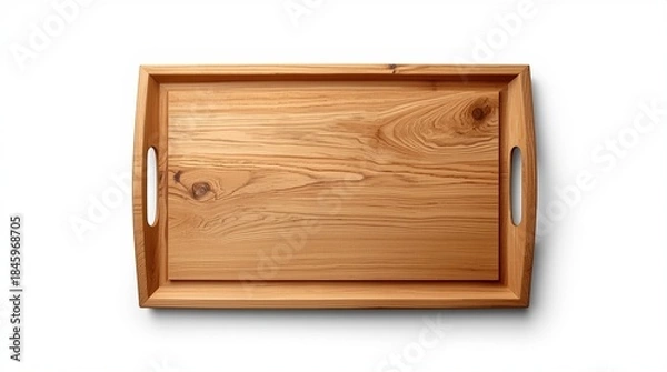 Fototapeta Rectangular Wooden Serving Tray with Cutout Handles