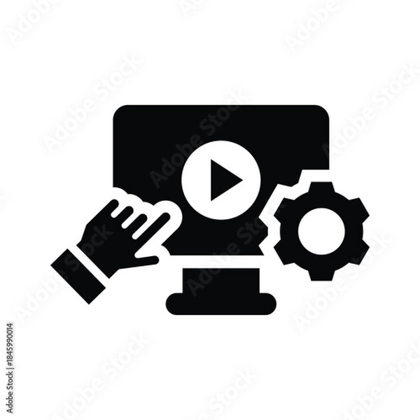 Obraz video tutorial glyph icon illustration vector graphic.eps