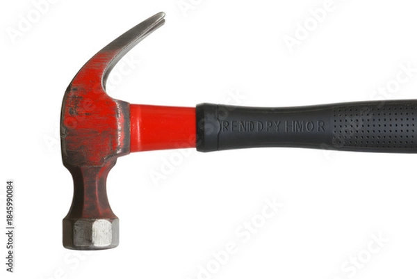 Fototapeta vintage claw hammer with red handle. Isolated on transparent background, png