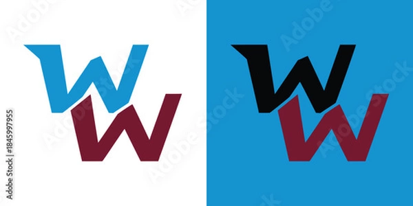 Fototapeta ww logo design with stylized letter