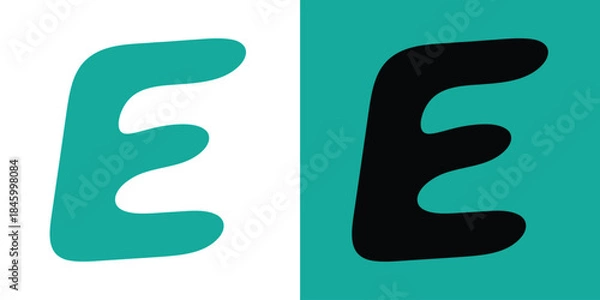 Fototapeta letter e logo teal and black color graphic design