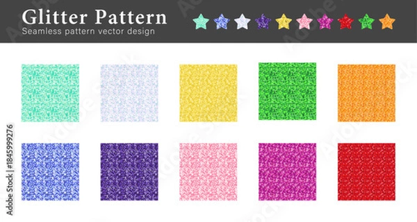 Obraz グリッター シームレスパターン 背景素材セット／カラフルなラメ風テクスチャ ベクター | スウォッチカラー