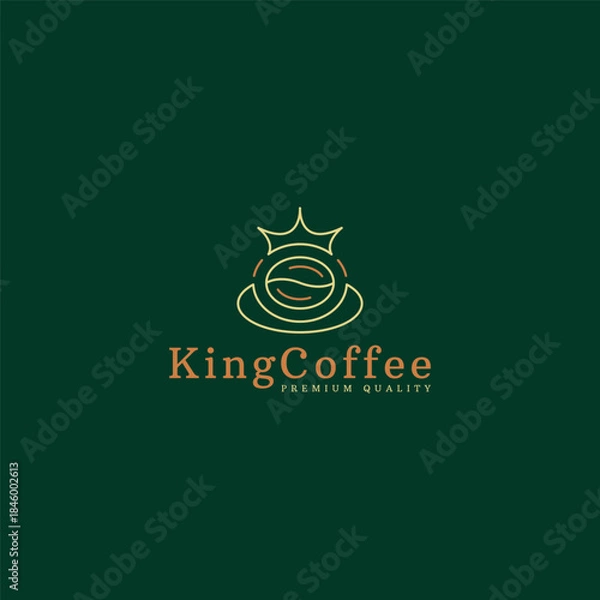 Obraz King coffee bean logo design vector icon flat illustration