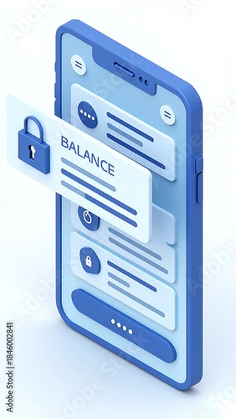 Fototapeta Isometric Mobile Banking Interface Scene
