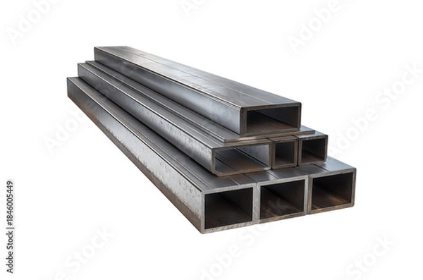 Obraz Stack of Rectangular Steel Tubes isolated on a transparent background