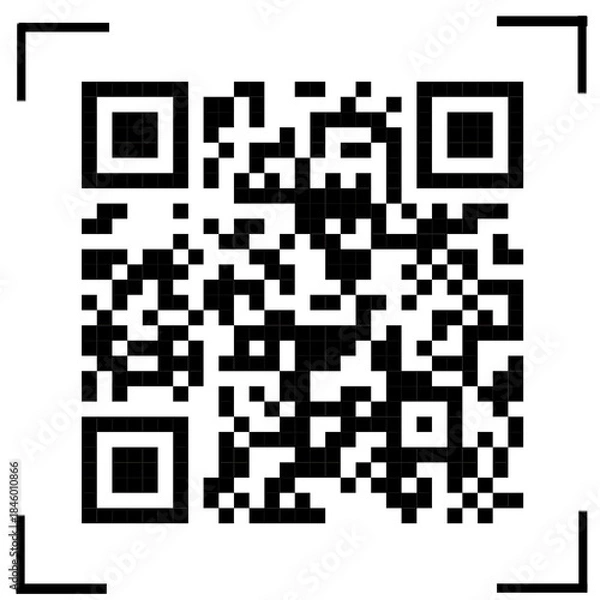 Fototapeta A visually striking and intricate QR code design, featuring a dense pattern of black and white squares with distinctive corner markers, ideal for digital integration and information transfer